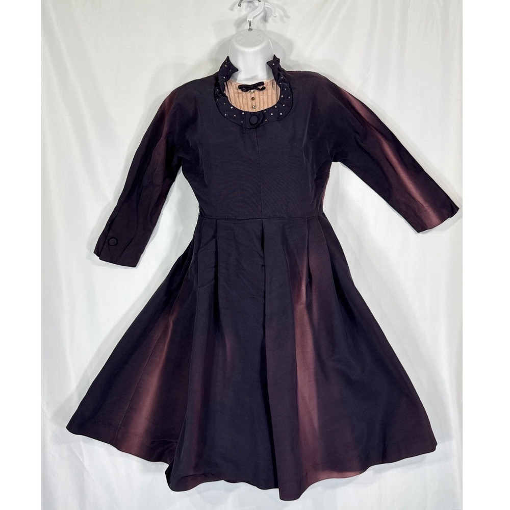 Vintage 1950s Fit Flare Dress Sun Faded Project Twill MCM Goth Whimsigoth School